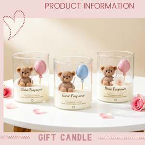 Bougie parfumée en verre en forme d'ours mignon avec couvercle en bambou, bougie d'aromathérapie, décoration d'intérieur et cadeau d'anniversaire pour enfants et femmes - Product Image 5