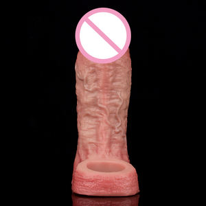 Realistische Silikon Penis Ärmel Kondom für Männer Extender Penis Künstliche wieder verwendbare Hahn Ärmel Adult Delay Ejakulation - Product Image 4