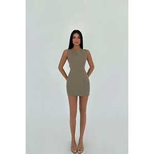 Robe de cocktail mini Jila kaki - Product Image 3