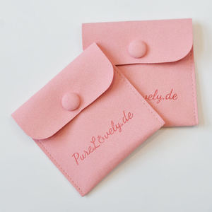 Pochette à bijoux en microfibre INFFY avec logo personnalisé imprimé, 9x10cm, petite enveloppe, sac à boucles pour boucles d'oreilles et colliers, pochette à cordon recyclable avec rabat - Product Image 3
