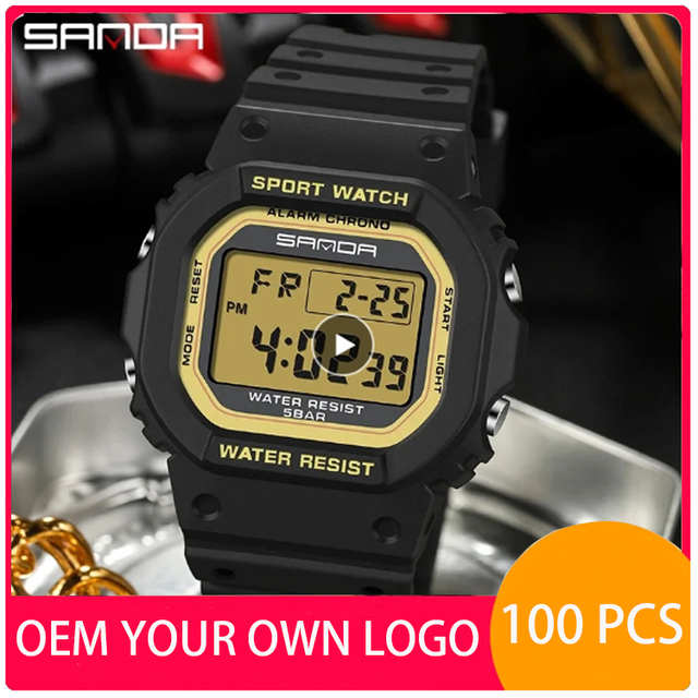 Custom Your Own Logo Sanda 2107 Outdoor G Style Male Clock Men's Electronic Digital Watches Sport 5bar Waterproof Wristwatches