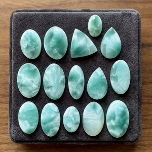 Cabochons en héminorphite bleue naturelle en gros, pierres précieuses plates et lâches pour la création de bijoux personnalisés - Product Image 1