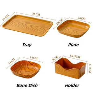 Platos <span class=keywords><strong>de</strong></span> Plástico con Diseño <span class=keywords><strong>de</strong></span> Madera para Guardar Bocadillos, Frutos Secos, Postres y Comida Rápida, para el Hogar y la Oficina - Product Image 2