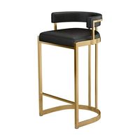 Tabouret de bar moderne de luxe, chaise haute pour îlot de cuisine, chaise de bar en métal doré