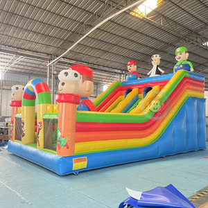 Toboggan gonflable commercial pour enfants, thème Mario Bros, avec zone de jeux Moonwalk - Product Image 5