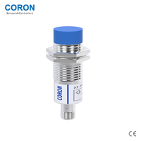 Capteur de proximité inductif CORON CLJ-A24-10ANA-G M12 non blindé, portée de détection 10 mm, sortie NPN NO, type de connecteur LED rouge, Cuivre-Nickel