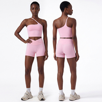 Ensemble de shorts de yoga d'été pour femmes, shorts cycliste à taille croisée et brassière de sport dos nageur, tenue d'entraînement pour la gym, le Pilates et la course à pied