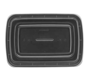 Conteneur alimentaire rectangulaire jetable en plastique PP sans BPA Tiya, 12 oz, compatible micro-ondes, noir, poids 24 g, emballage pour nouilles - Product Image 1