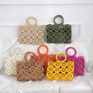 Bohemia estilo Bali Color caramelo hueco tejido playa cesta bolso verano viaje Vintage señora novedad rueda cuadrado embrague - Product Image 1