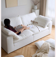 Sofá Seccional Modular Wabi-Sabi para Apartamentos Pequeños, Diseño Rectangular Simple de Tela, Esponja Comprimida al Vacío, Tipo Nube