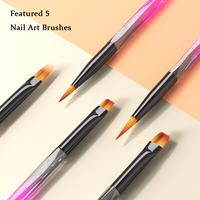 Nouvelle brosse à ongles en gel à poils doux avec manche en acrylique dégradé tricolore, design corps gemme, logo personnalisé, pour la peinture d'art sur ongles