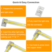 Conectores Transparentes sin Soldadura para Tiras de Luz LED SMD COB de 8mm y 10mm, Conectores de Esquina en Forma de L de 2 Pines para Cintas de Luz LED
