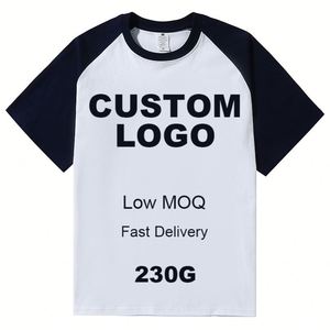 Color Block Cotton <b>Tops</b> Custom Logo Ins Style Loose <b>Raglan</b> Plain Crew Neck Short Sleeve Shirts - Product Image 3