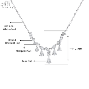 Collier en or blanc massif 18 carats de qualité exceptionnelle avec cluster de diamants de formes variées, bijoux fins pour femmes, à porter lors d'occasions formelles - Product Image 4