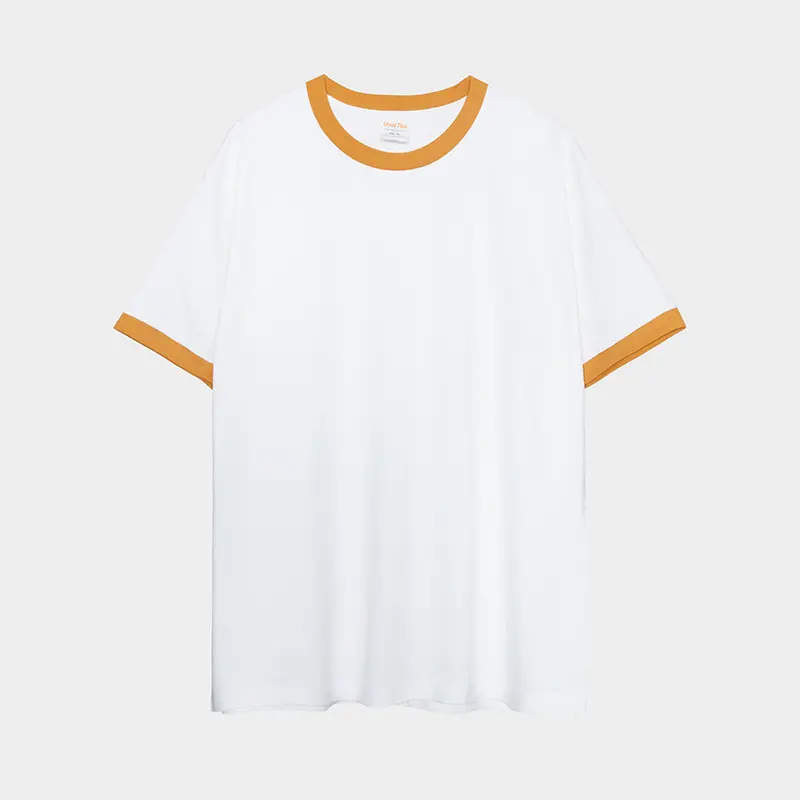 Bán Buôn Biểu Tượng Tùy Chỉnh Ringer Unisex Chắp Vá O Cổ Màu Khối Ngắn Tay Áo Giản Dị Tops 100% Cotton Tee T-Shirt