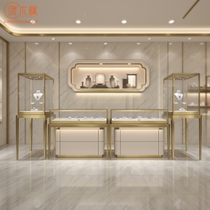 Özelleştirilmiş ve kişiselleştirilmiş takı mağaza ekran vitrinler Custom Made fırçalanmış Metal çerçeve vitrinler için High-End mücevher mağazaları - Product Image 4