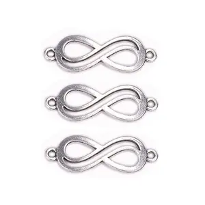 Mixed Vintage 100pcs/lot Eight 8 Infinity Symbol Charms Bead Handmade DIY for Bracelet Connector Pendant Clips Jewelry Making