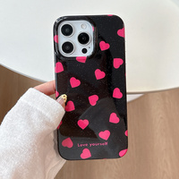INS Mode Rose Amour Coeur IMD Téléphone étui pour iphone 16 17 15 13 14 Pro Max Paillettes Brillant Téléphone Couverture Arrière