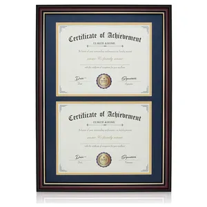 Double Diploma Frame 14 "x 20" für Two 8.5 "x 11" Certificates mit Double Mat Black