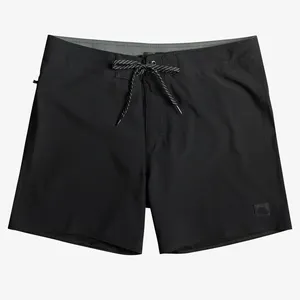 Pantaloncini da surf da uomo pantaloncini sportivi da uomo elasticizzati a 4 vie pantaloncini da surf neri all'ingrosso personalizzati