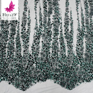 HY1795-5 Высокое качество 3d бисер блесток кружева Дубай Роскошная изумрудно-зеленая кружевная ткань оптом для женщин вечернее платье - Product Image 2