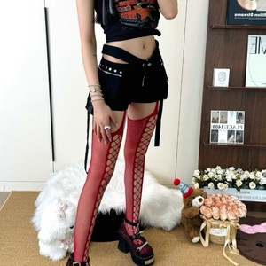 Hollow Suspenders Fishnet Stockings Women Ultra Thin 0D Transparent Mesh Leggings Gothic Harajuku Style Red Black White Purple - Product Image 4