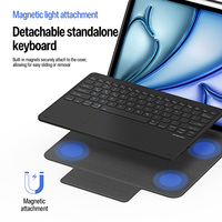 Clavier sans fil avec étui pour iPad Air 13 2025 et iPad Pro 12.9' avec pavé tactile multi-touch et support magnétique détachable