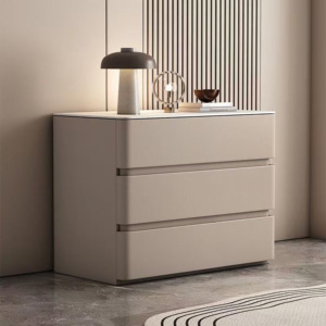 Mesa <span class=keywords><strong>de</strong></span> <span class=keywords><strong>Noche</strong></span> Moderna <span class=keywords><strong>de</strong></span> Madera <span class=keywords><strong>de</strong></span> Pino con <span class=keywords><strong>Tres</strong></span> <span class=keywords><strong>Cajones</strong></span> y Tiradores Ocultos, Resistente a los Arañazos, para Almacenamiento en la Sala <span class=keywords><strong>de</strong></span> Estar - Product Image 3