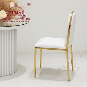 Modern White Upholstered Hotel <b>Chair</b> With Gold Metal Frame Solid Back Tapered Legs <b>Stackable</b> Indoor Furniture - Product Image 4