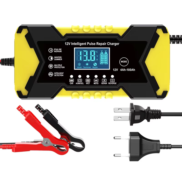 Automatic 12V 6A Electric Car Charger SCP OTP Protection Pulse Repair Fully Charged Self Stop DC Port Lead-Acid Battery Charger