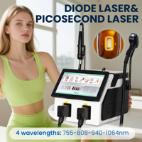 Appareil de beauté 2-en-1 pour l'épilation au laser diode et l'élimination des pigments de tatouage par picoseconde avec refroidissement par le froid 755 940 1064 808nm
