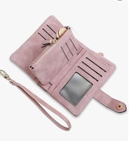 Dompet Kulit Lipat Kecil Wanita dengan Pelindung RFID, Dompet Tangan Wanita dengan Tempat Kartu, Jendela ID, dan Kantong Koin