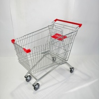 Chariot de courses en métal à paniers grillagés, chariot à roulettes en fil d'acier pour supermarché, bricolage et quincaillerie