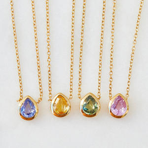 2026 नई शैली न्यूमलिस्ट रंगीन जिरकॉन पानी ड्रॉप जन्मस्टोन हस्तनिर्मित नेकलेस कस्टम पोशाक थोक गहने - Product Image 2