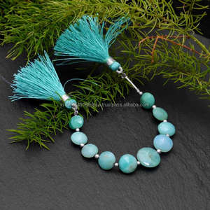 Perles de pierres précieuses naturelles de chrysoprase en forme de pièce de monnaie à facettes élégantes brins verts à forte demande pour la belle fabrication de bijoux - Product Image 3