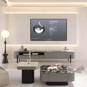 Muebles para el hogar, nuevo diseño, precio barato, tecnología personalizada, mueble <span class=keywords><strong>de</strong></span> <span class=keywords><strong>TV</strong></span> <span class=keywords><strong>de</strong></span> piedra con mesa central, soporte <span class=keywords><strong>de</strong></span> <span class=keywords><strong>TV</strong></span> blanco <span class=keywords><strong>de</strong></span> lujo para sala <span class=keywords><strong>de</strong></span> estar - Product Image 2