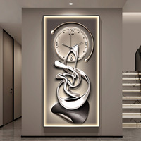 Moderne Nordique Abstrait Toile Cadre Affiche Led Lumière Diamant Cristal Porcelaine Verre Horloge Décorative Art Peinture Horloge Murale