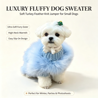 Pull en Plumes Luxueux et Moelleux pour Chien, Chandail Chaud à Col Roulé pour Chiens de Petite à Moyenne Taille, Idéal pour Fêtes et Séances Photo, Rose Bleu Lavande S-XL