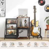 Support pour tourne-disque avec support de guitare, présentoir pour guitare acoustique, électrique, basse, tourne-disque, haut-parleur, amplificateur, support de rangement