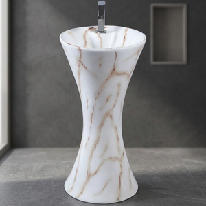 Lavabo Moderno con Pedestal, Sanitario de Cerámica, Lavabo con Pedestal de Mármol - Product Image 1