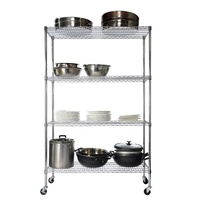 Étagère de rangement en fil métallique à 4 niveaux certifiée NSF, robuste et mobile, pour cuisine de restaurant et service traiteur
