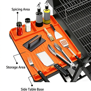 <b>Silicone</b> BBQ Tool Grill Mat for Blackstone Griddle Accessories Non-stick BBQ Tool Holder Mat with Spatula Slots and Drip <b>Tray</b> - Product Image 2