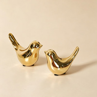 Statue d'oiseau en céramique dorée électro-plaquée, ornement d'art minimaliste pour la maison, décoration de table pour la décoration intérieure