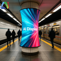 Écran LED incurvé souple Ai Display P1.8/P2/P2.5 7680Hz 1000 nits 8K IP65 étanche pour affichage public en intérieur