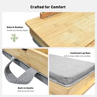 Support de livre en bambou réglable, coussin de genoux doux, boîte de rangement intégrée, support de lecture mains libres pour lit, bureau et comptoir de cuisine
