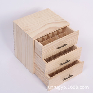 Three <b>Drawer</b> Wooden Essential Oil <b>Storage</b> <b>Box</b> Solid Wood Rectangle Standing Type Customizable Size - Product Image 4