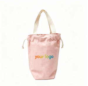 Bolsa de Mano Mini de Lona Lisa Personalizada con Cierre de Cordón, Porta Botella de Agua Térmica Portátil, Bolsa de Regalo para Compras con Logotipo - Product Image 4