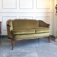 Vente directe d'usine, canapé double antique de style français rétro haut de gamme, design courbé sculpté à la main, personnalisable