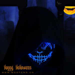 Masque LED personnalisé pour Halloween, <span class=keywords><strong>visage</strong></span> <span class=keywords><strong>de</strong></span> fantôme d'horreur en V, lumière froide EL, pour <span class=keywords><strong>la</strong></span> danse, les fêtes et accessoires amusants, transfrontalier, noir - Product Image 4