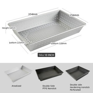 Plateau de cuisson pour pizza rectangulaire en aluminium anodisé de 1,5 mm, 14 x 10 pouces, perforé, pour une pizza croustillante, <span class=keywords><strong>plaque</strong></span> à pizza de Détroit, <span class=keywords><strong>plaque</strong></span> à croûte à pizza pour la cuisson - Product Image 6